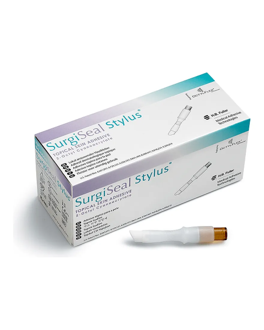Caja y aplicador del adhesivo tópico para la piel SurgiSeal Stylus